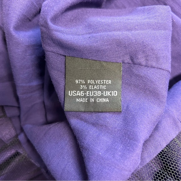 H & R London Purple Satin Retro Pin Up Style Fit Flare Tea Length Dress US 6 - Picture 15 of 15